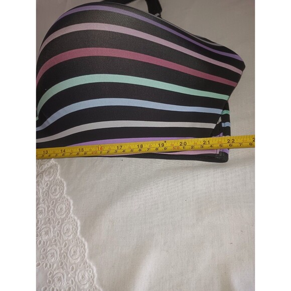 Women's Torrid 50D Bra Black Striped 3 Clasp Soft Intimates Underclothes - Picture 8 of 9